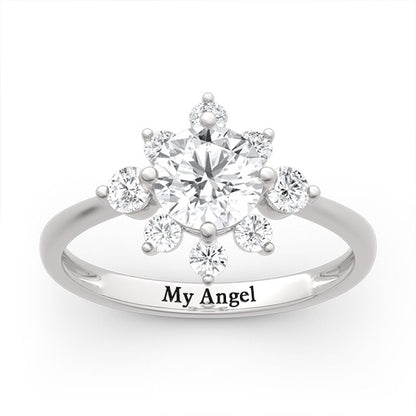 Personalized Engraved Flower Engagement Ring Sterling Silver Anniversary Ring For Her-silviax