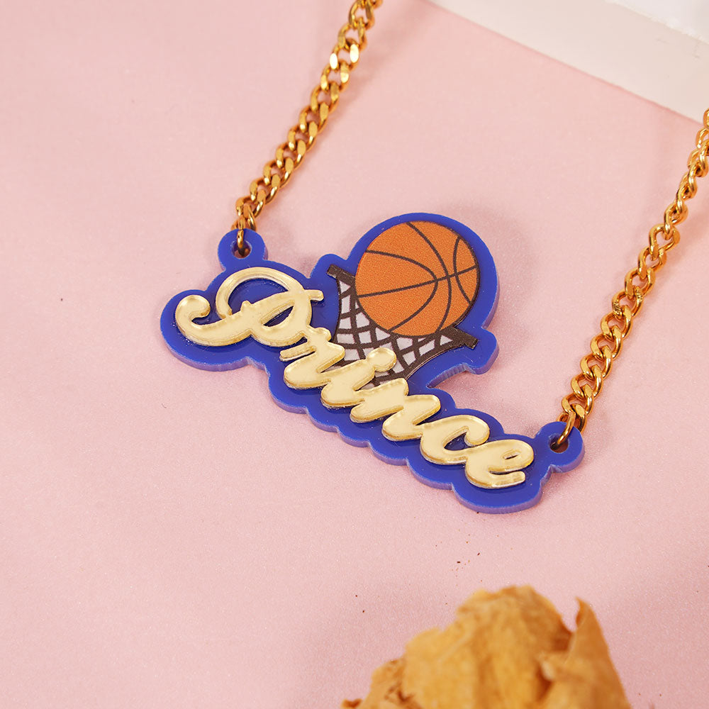 Basketball Necklace Personalized Acrylic Name Necklace for Children-silviax