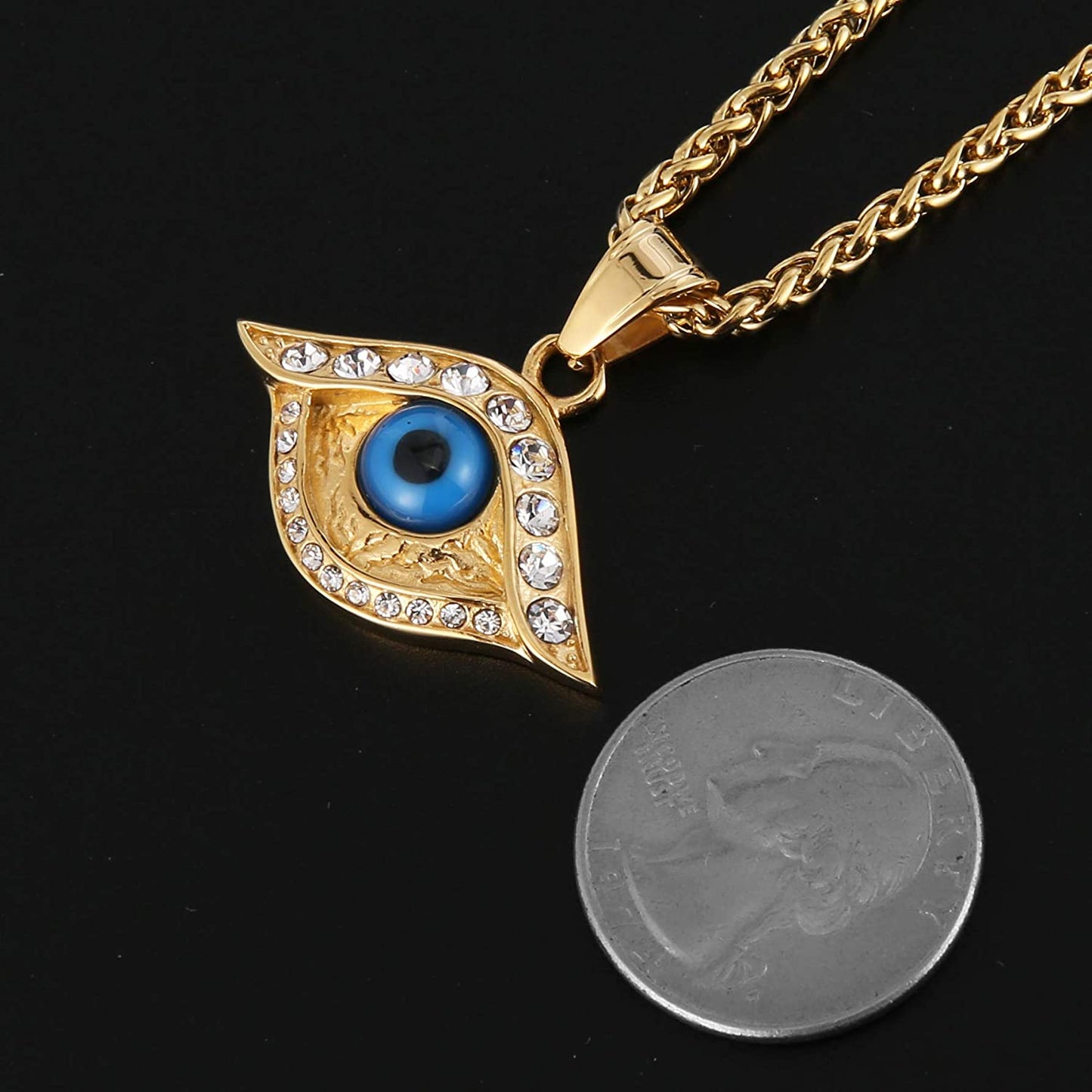 Death Eye Pendant Gold Plated Necklace