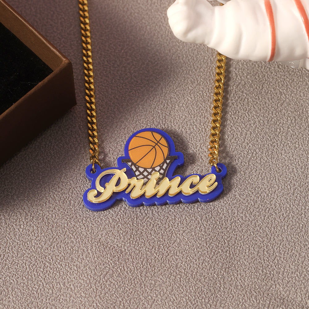 Basketball Necklace Personalized Acrylic Name Necklace for Children