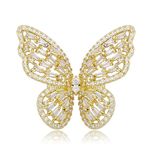 Sparkling Butterfly Cubic Zirconia Ring For Women-silviax