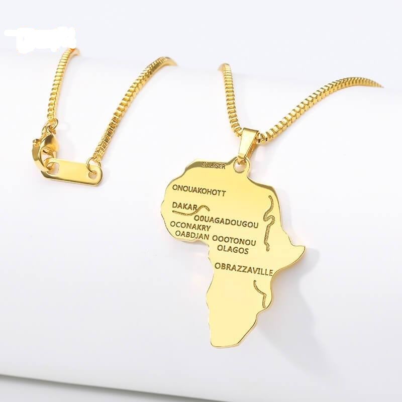 Africa Map Pendant Gold Plated Necklace-silviax