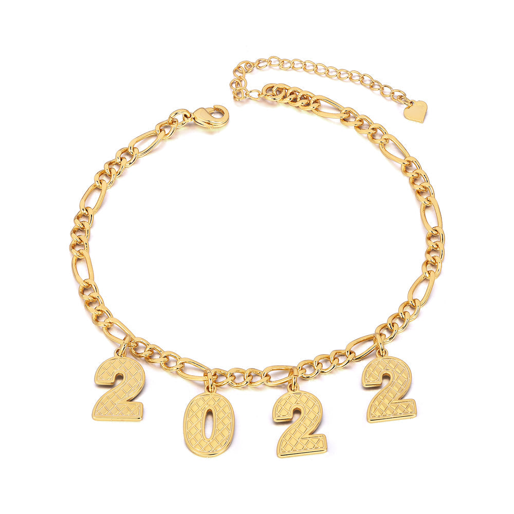 Number Pendant Year Personalized Custom Gold Plated Number Bracelet-silviax