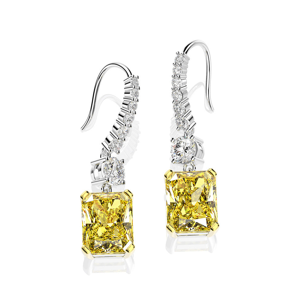 Elegant Radiant Cut Yellow Sapphire 2PC Jewelry Set In Sterling Silver