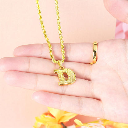 Personalized Custom Gold Plated Diamond Cut Capital Letter Pendant Intial Necklace-silviax