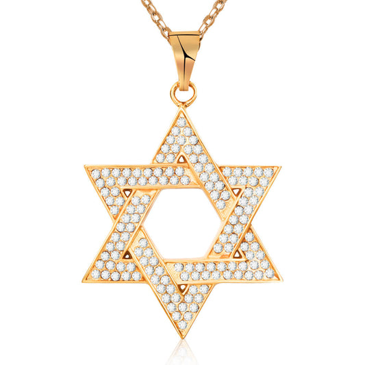 Six Pointed Star Pendant Gold Plated Necklace-silviax