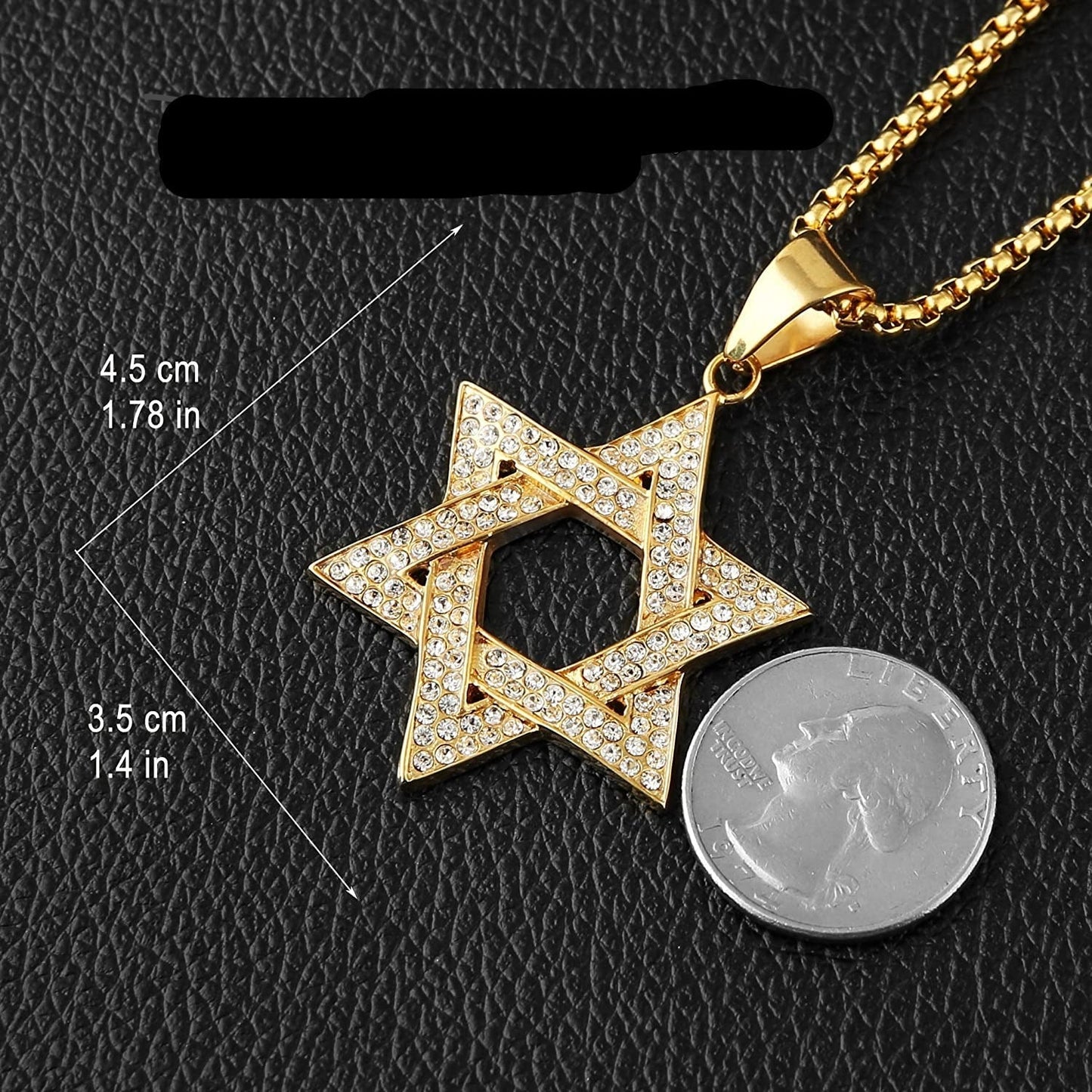 Hexagonal Star Pendant Hip Hop Gold Plated Necklace