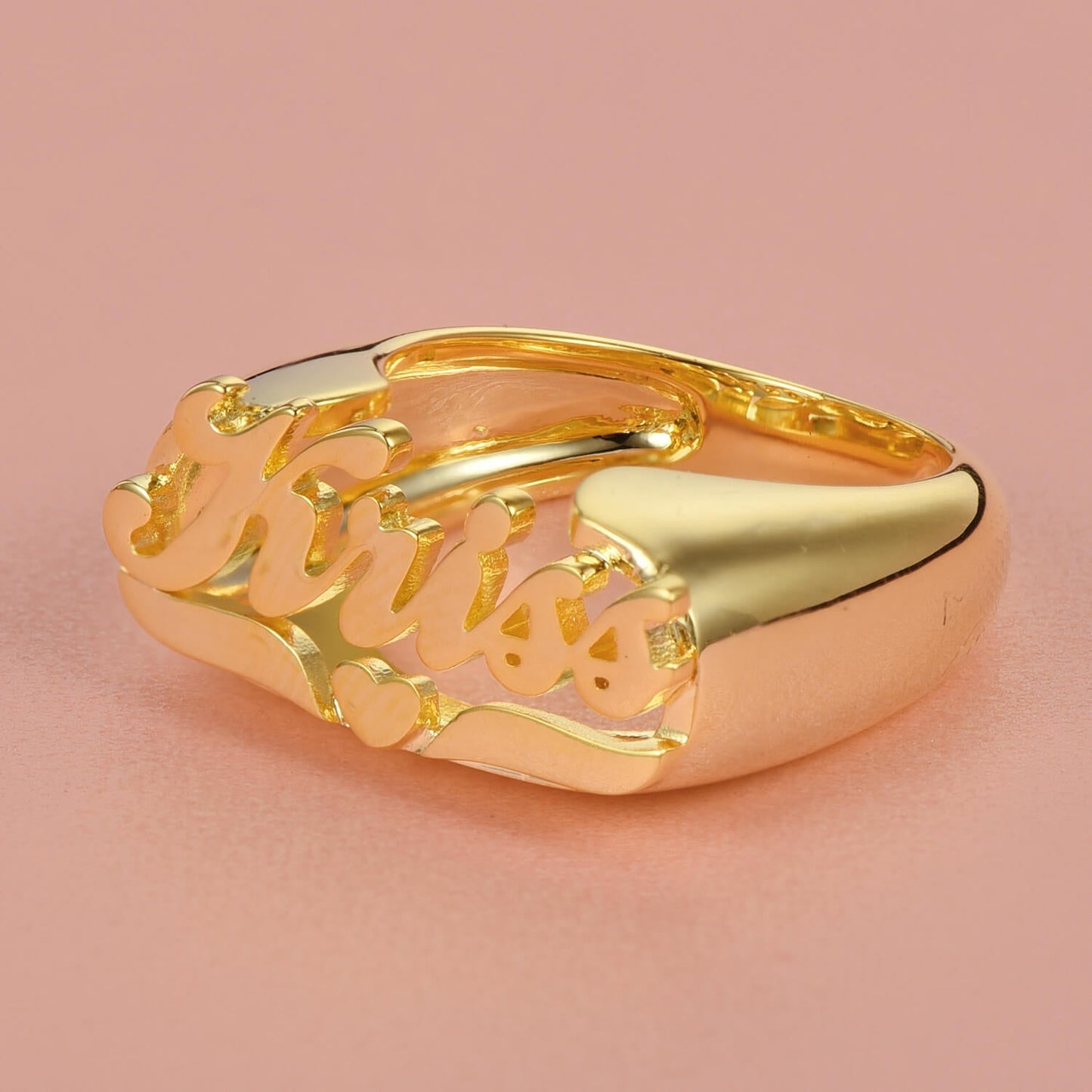 Gold Plated Personalized Name Heart Ring-silviax