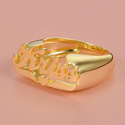 Gold Plated Personalized Name Heart Ring-silviax