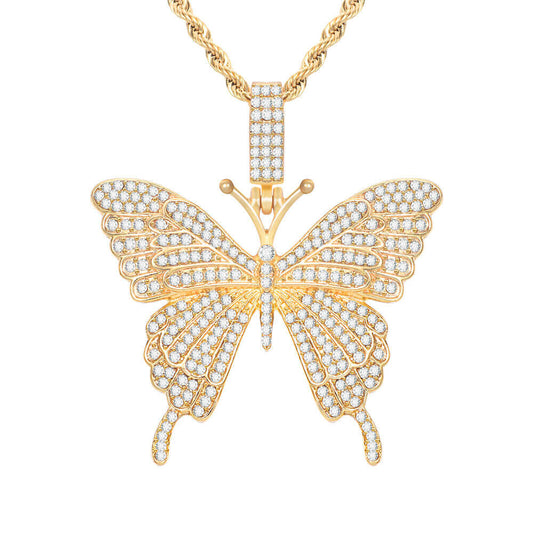 Butterfly Pendant Gold Plated Necklace Jewelry Gift for Woman Girl-silviax