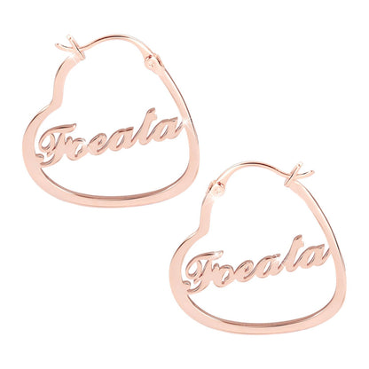 Gold Plating Personalized Heart Name Earrings-silviax