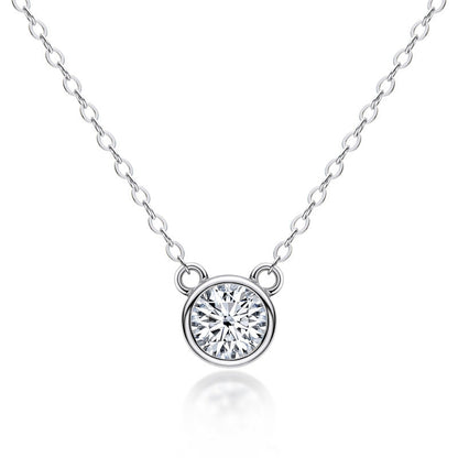 Dazzling Round Cut Moissanite Stone Pendant Necklace In Sterling Silver-Maxinejewelry