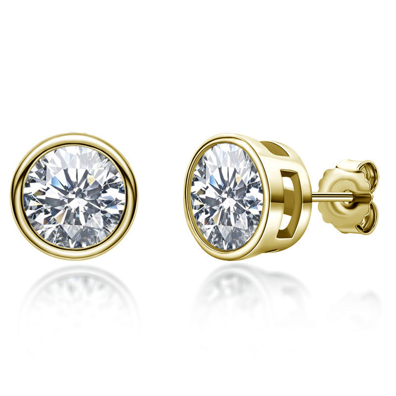 Gorgeous Yellow Round Cut Moissanite Stud Earrings In Sterling Silver-Maxinejewelry