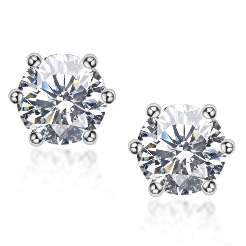 Moissanite  White Gold 6 Prong Round Cut 2PC Jewelry Set