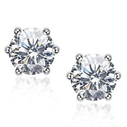 Moissanite  White Gold 6 Prong Round Cut 2PC Jewelry Set