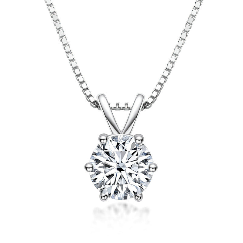 Moissanite  White Gold 6 Prong Round Cut 2PC Jewelry Set