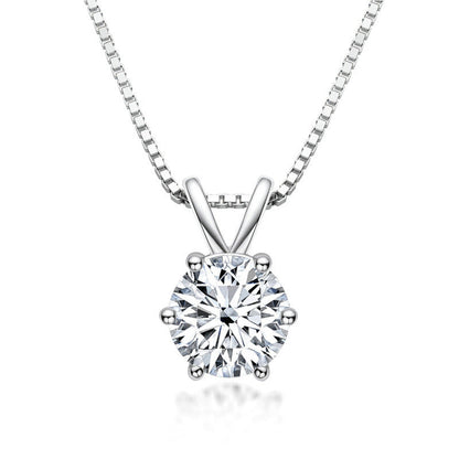 Moissanite  White Gold 6 Prong Round Cut 2PC Jewelry Set