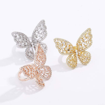 Sparkling Butterfly Cubic Zirconia Ring For Women-silviax