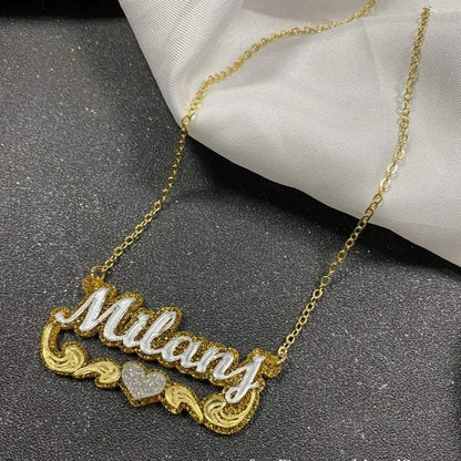 Acrylic Double Layer Two Tone Personalized Custom Name Necklace