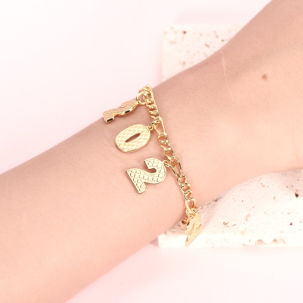 Number Pendant Year Personalized Custom Gold Plated Number Bracelet