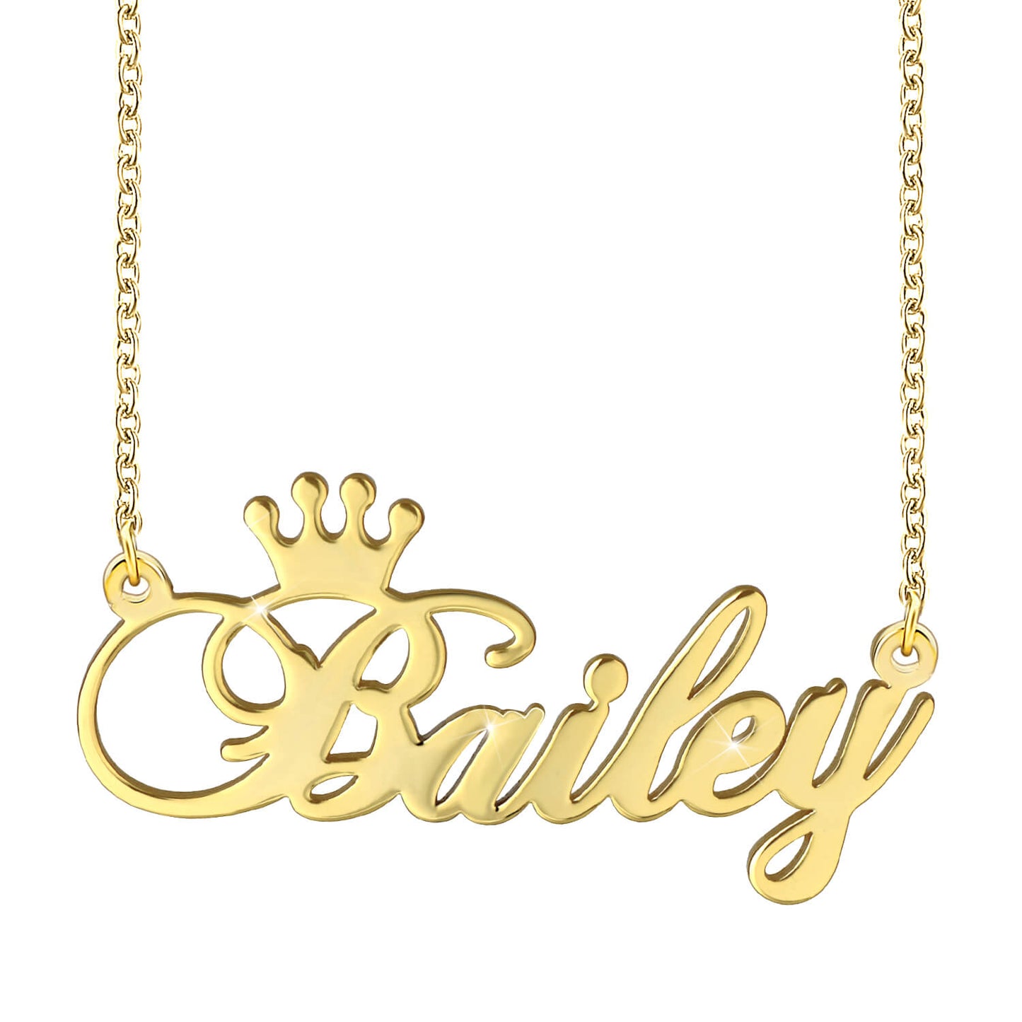 Crown Engraved Personalized Custom Gold Plated Name Necklace-silviax