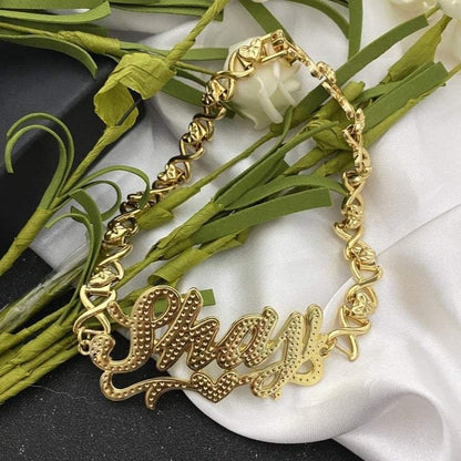 Heart Nameplate Custom Personalized Gold Plated Name Anklet-silviax