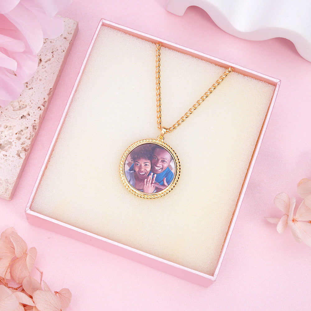 Photo Round Personalized Custom Hip Hop Necklace 