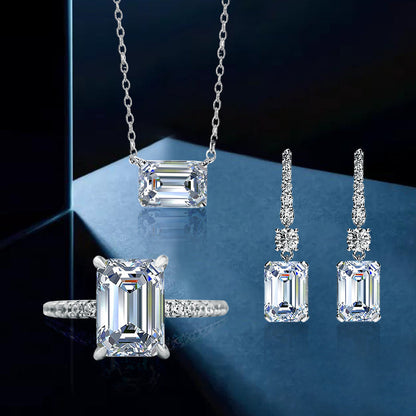 Classic Emerald Cut 3PC Jewelry Set For Women In Sterling Silver-Maxinejewelry