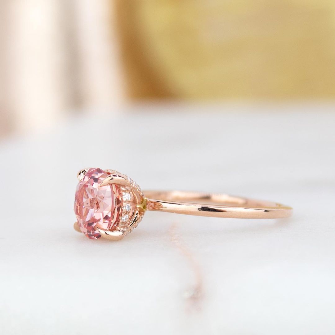 Gorgeous Round Cut Morganite Pink Engagement Ring For Women In Sterling Silver-Maxinejewelry