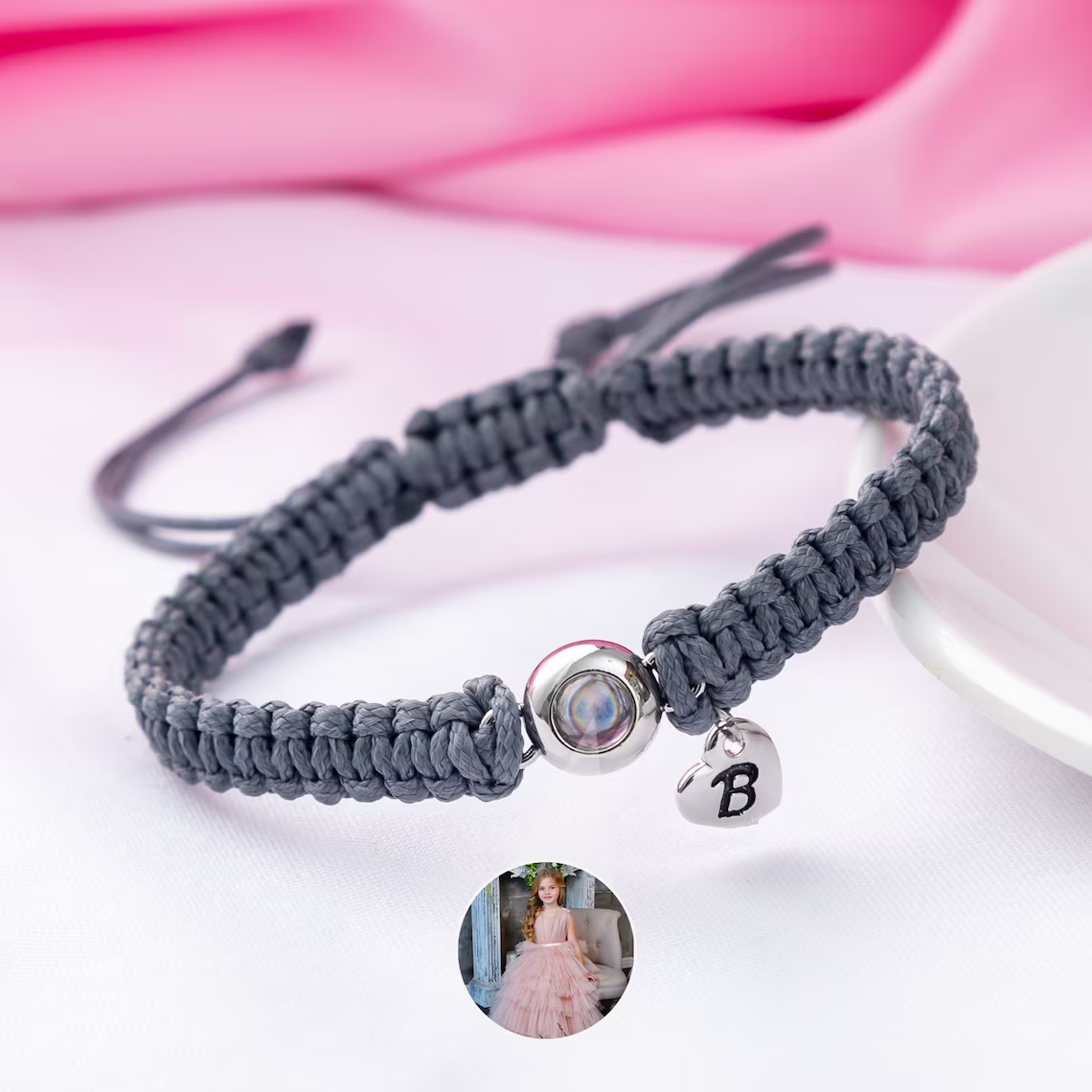 Photo Projection Bracelet Personalized Anniversary Memorial Gift Woven Bracelet