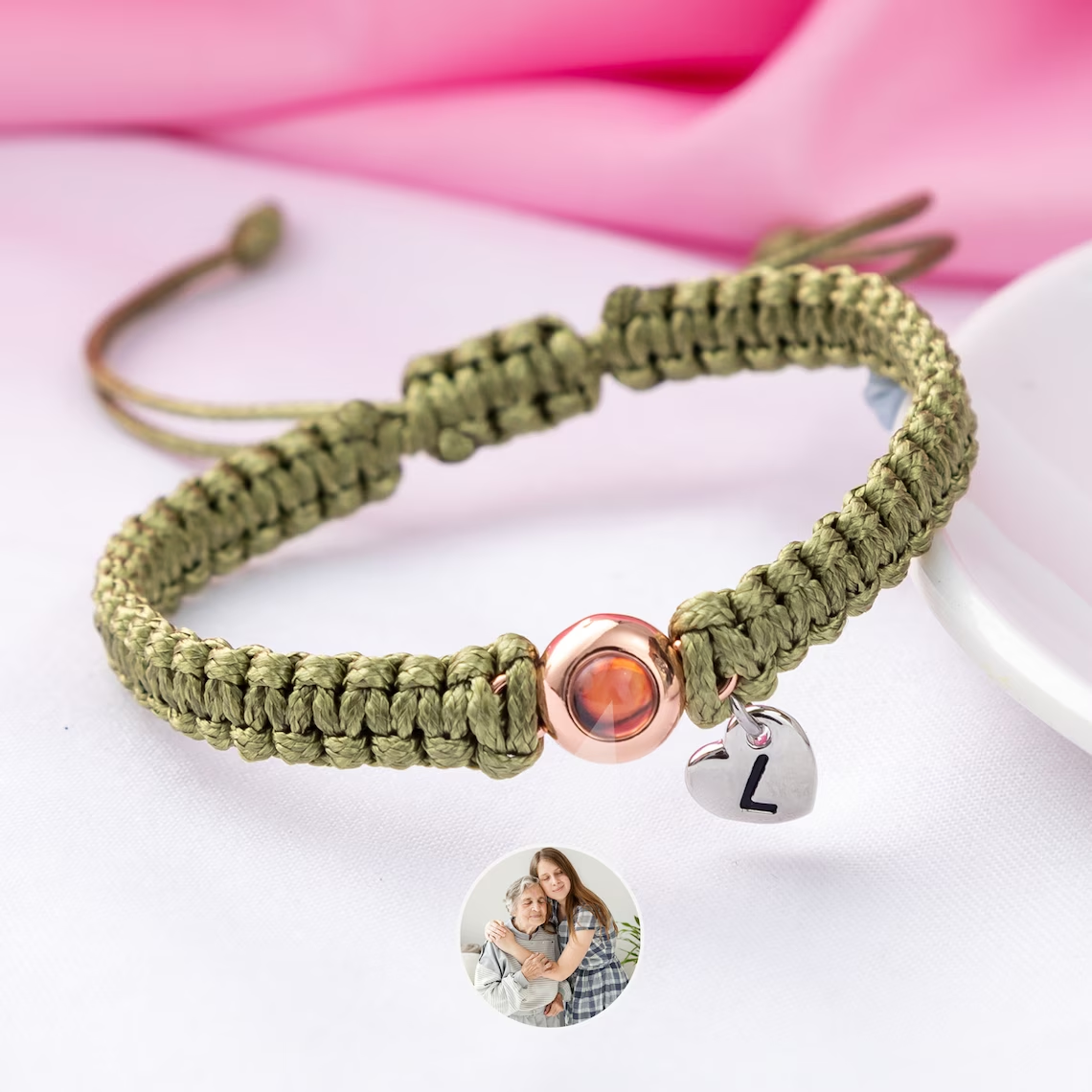 Photo Projection Bracelet Personalized Anniversary Memorial Gift Woven Bracelet