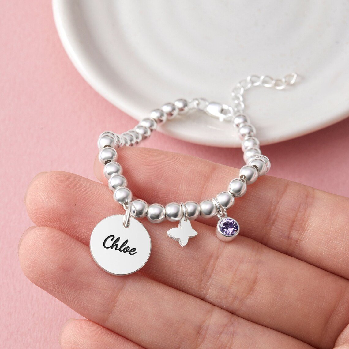 Personalized Birthstone Name Bracelet For Kids