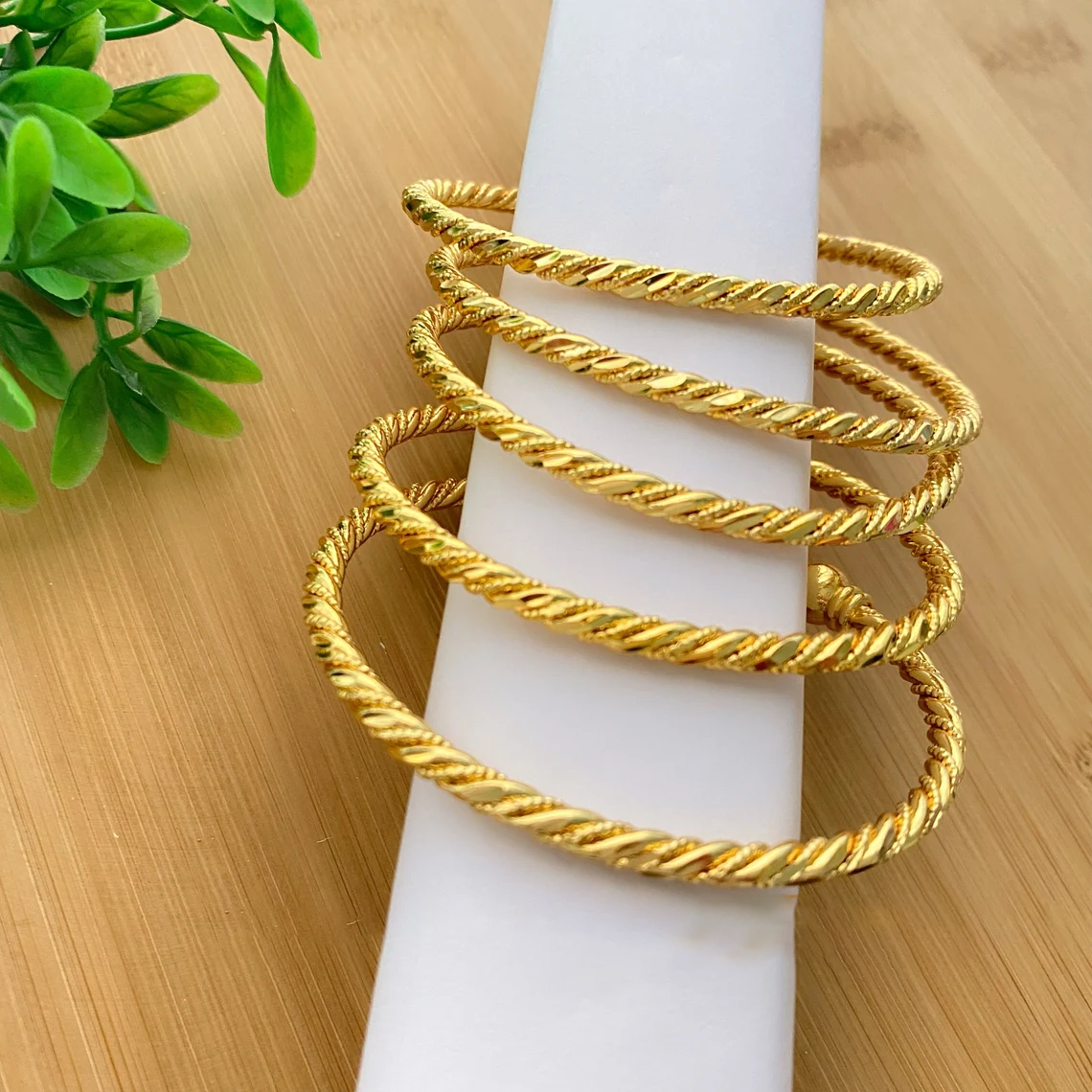 Adjustable Bangle Twist Gold Plated Bracelet 