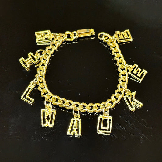 Cuban Chain Hollow Letter Personalized Name Bracelet