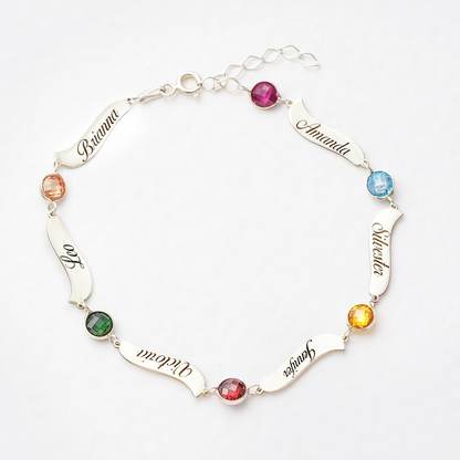 Personalized Custom Engraved Birthstone Name Bracelet 