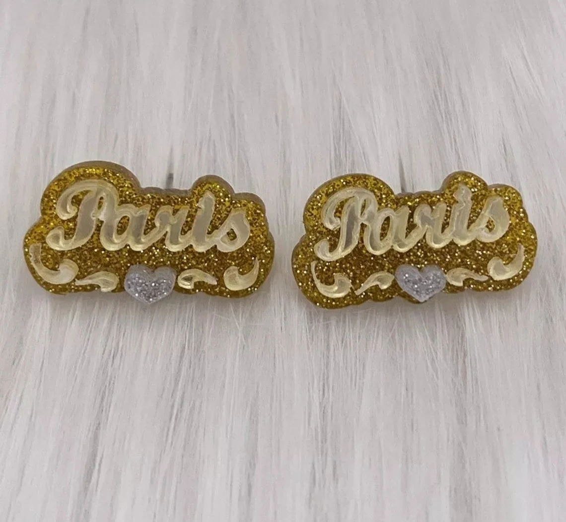 Acrylic Stud Nameplate Earrings Personalized Name Earrings