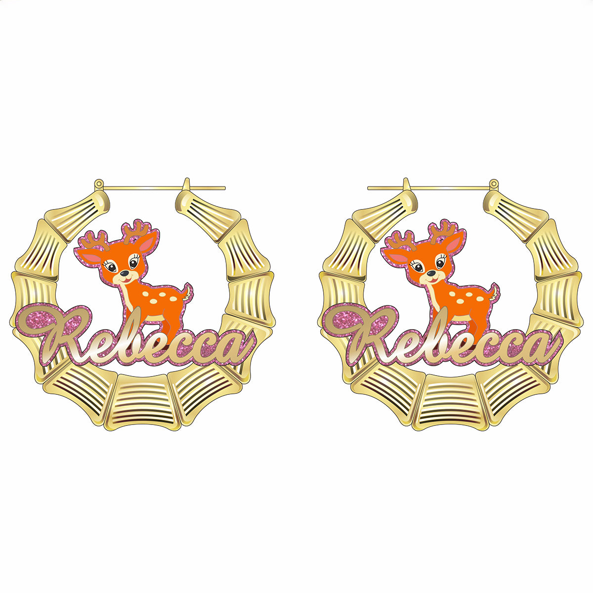 Personalized 60mm Cartoon Elrk Name Earrings