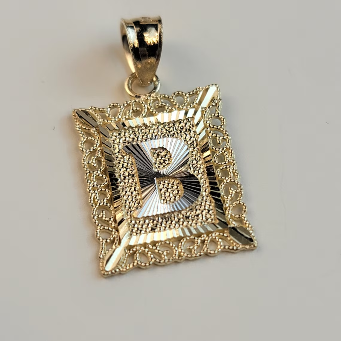 Initial Square Gold Plate Pendant Necklace-silviax