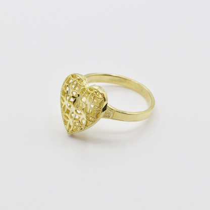 Gold Heart Mesh Love Vintage Ring