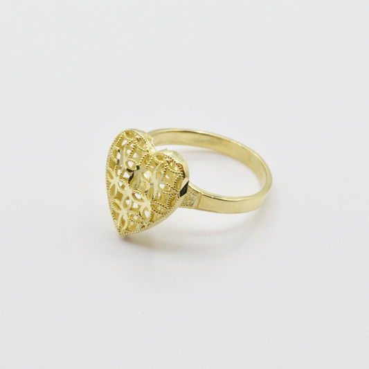 Gold Heart Mesh Love Vintage Ring