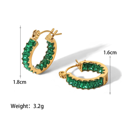 Colorful Blingbling Crystal Paved Hoop Earrings