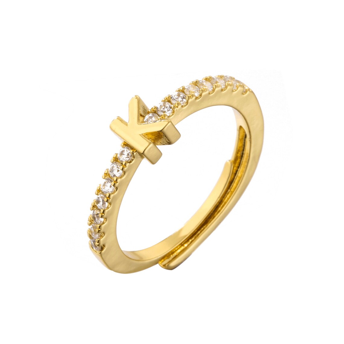 Zircon Initial Personalized Custom Letter Ring