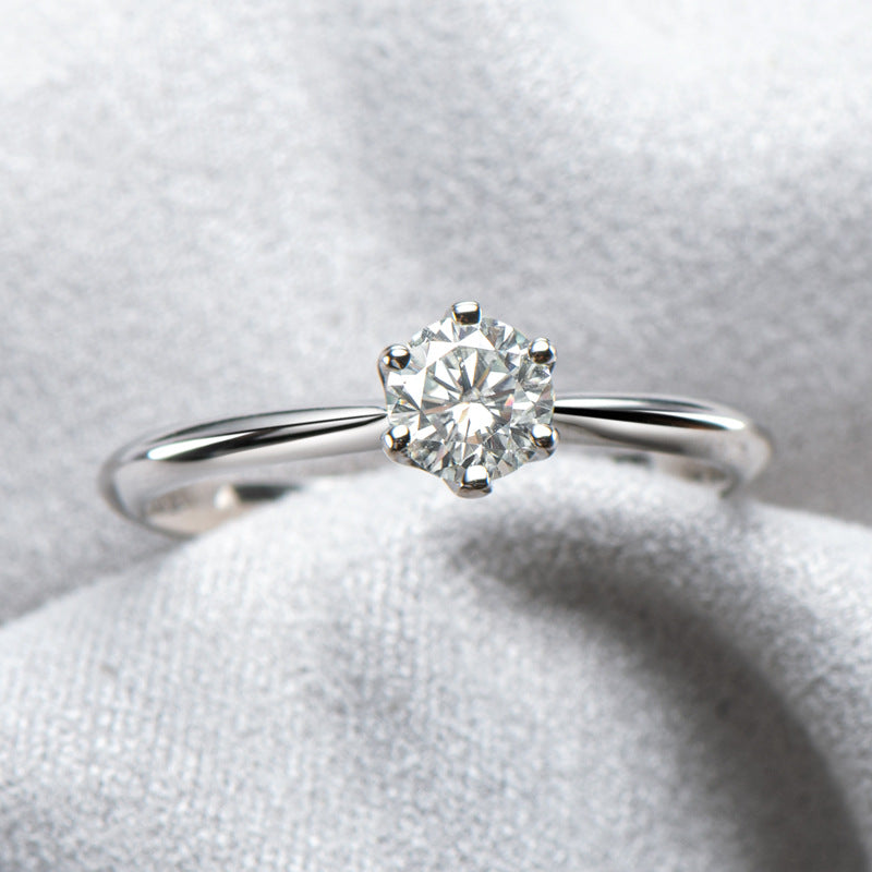 Classic 0.5 Carat Round Cut Moissanite Engagement Ring In Sterling Silver-Maxinejewelry