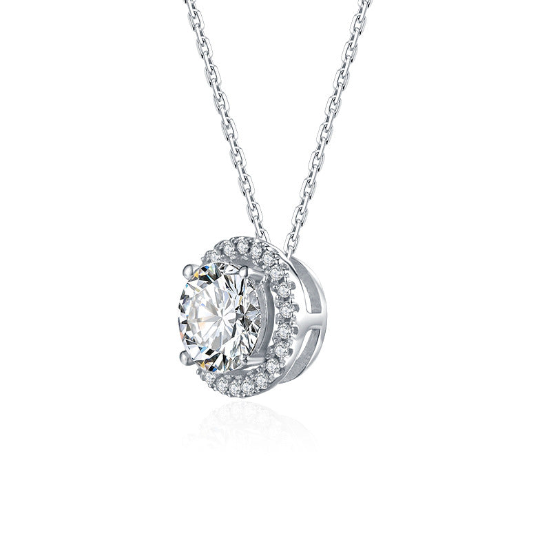 Moissanite  Luxurious Halo 1.0 Carat Round Cut Pendant Necklace