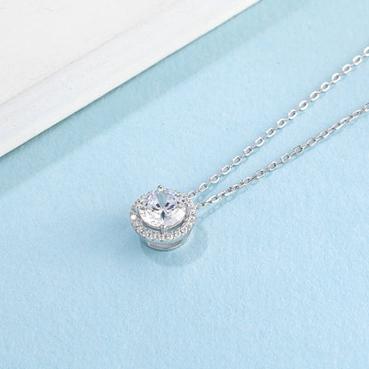 Moissanite  Luxurious Halo 1.0 Carat Round Cut Pendant Necklace