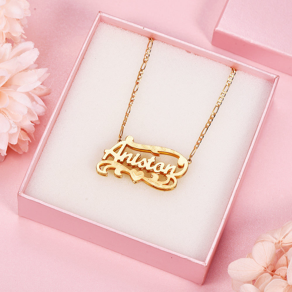 3D Double Plated Gold Plated Personalized Name Necklace-silviax