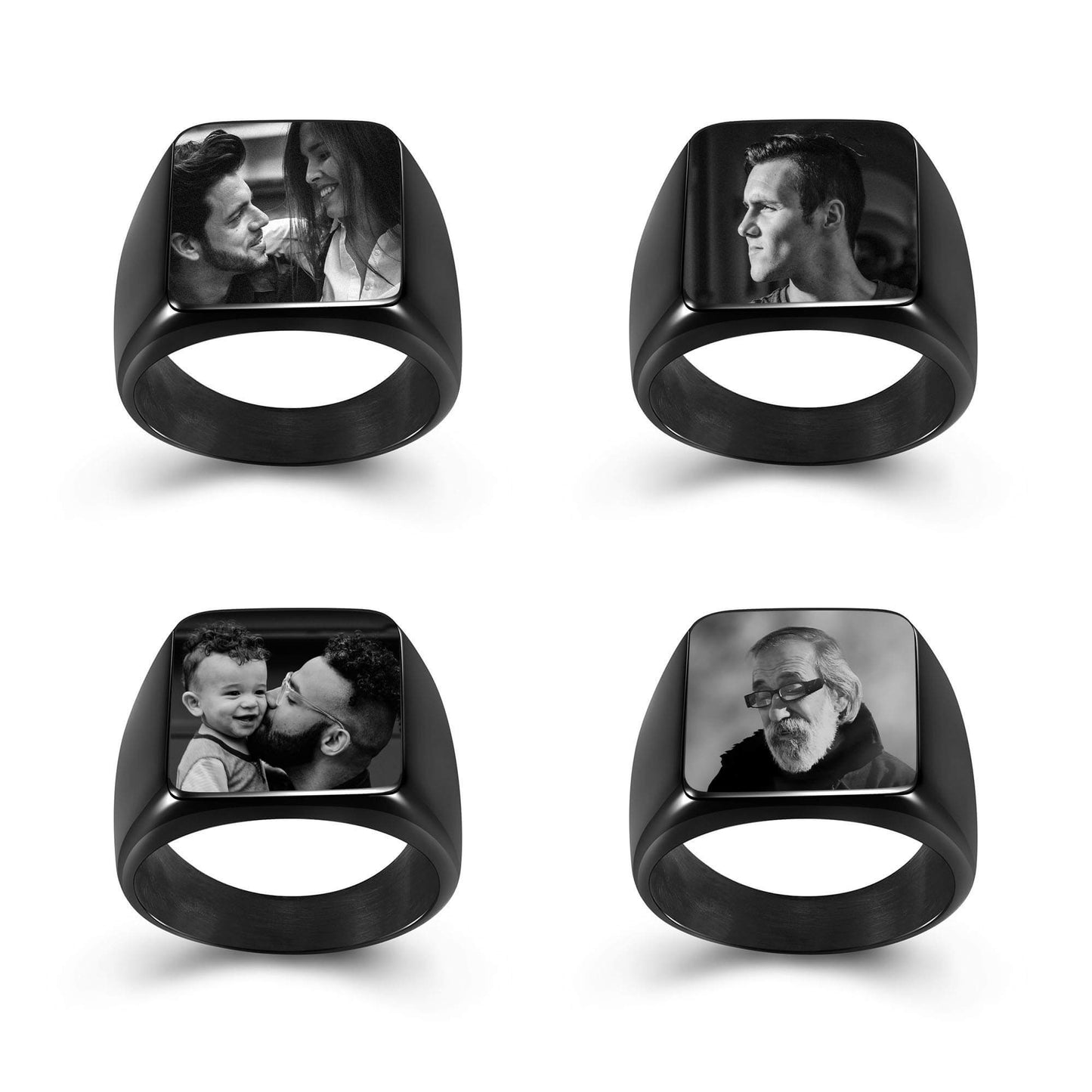 Square Photo Black Personalized Custom Photo Ring-silviax