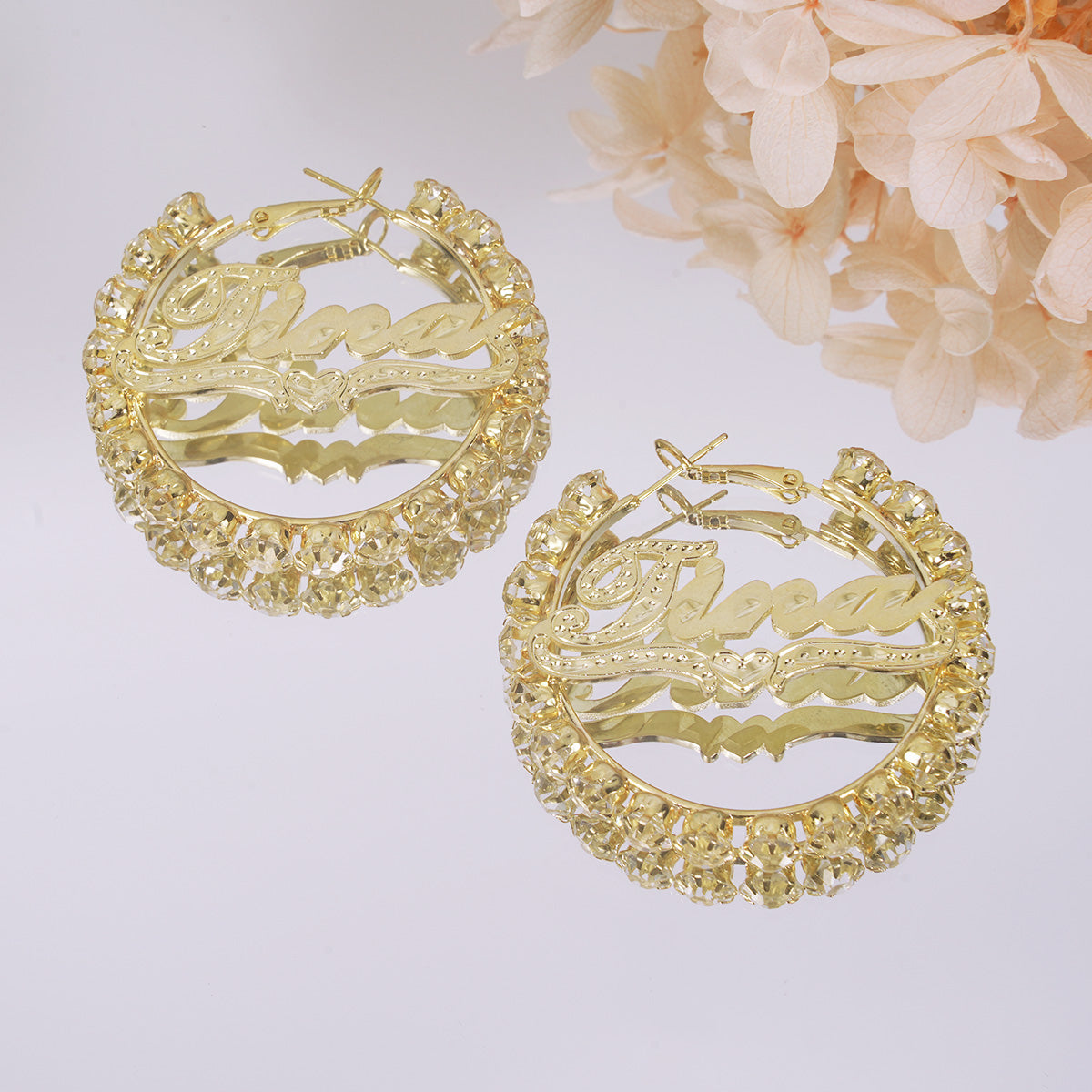 Gold Plated Personalized Hoop Name Earrings