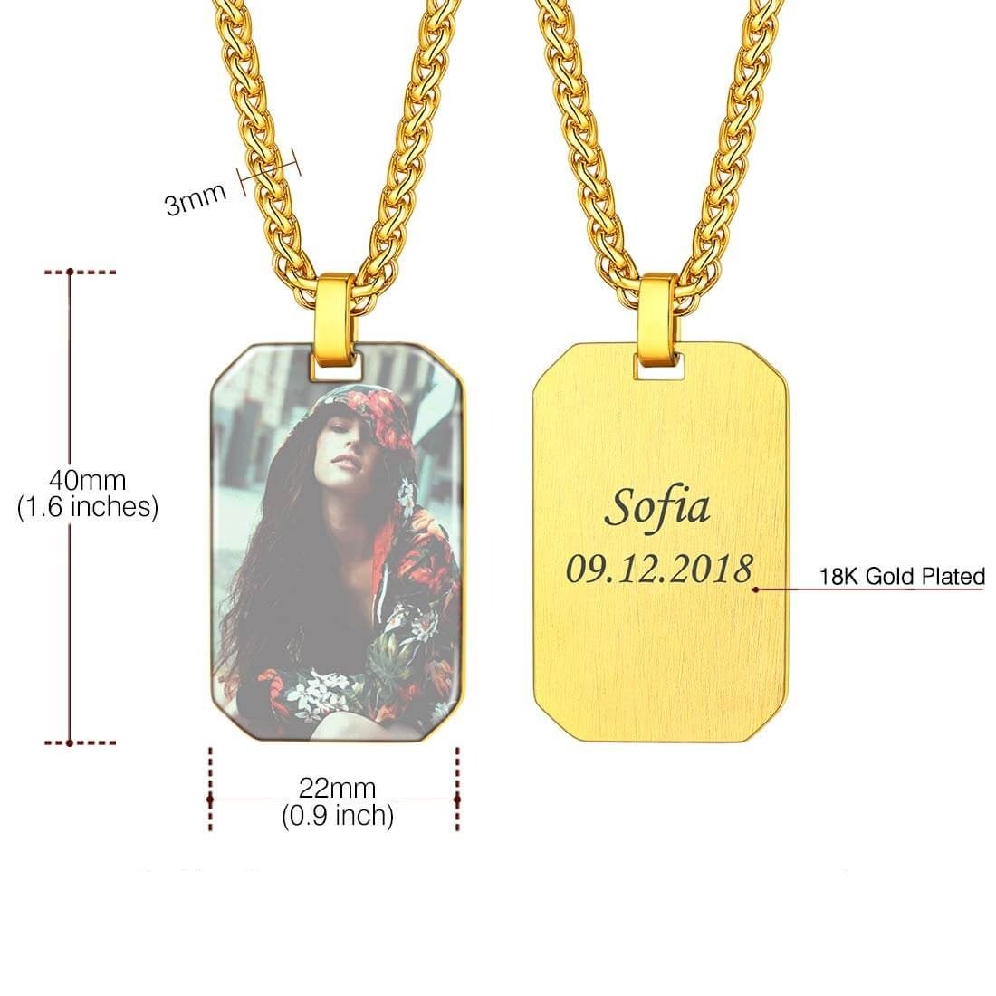 Square Pendant Photo Engraving Personalized Custom Gold Plated Photo Necklace-silviax