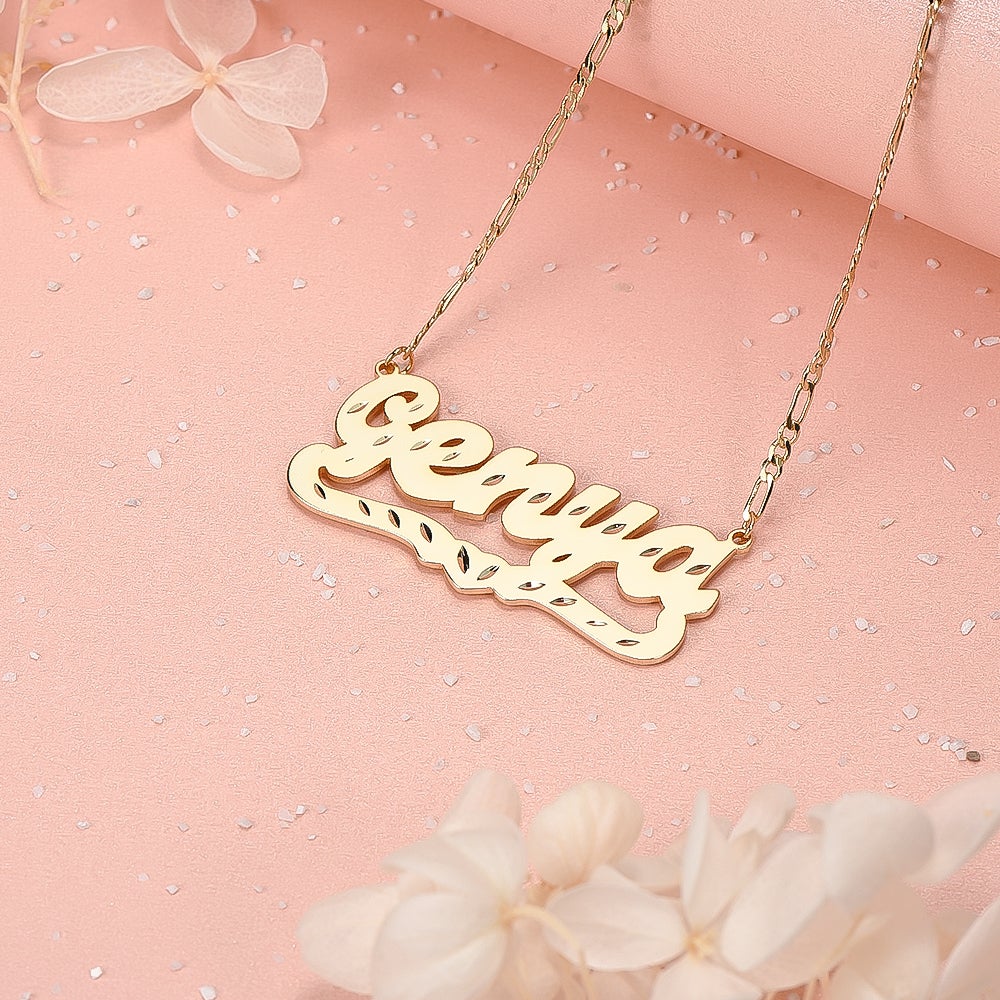 Diamond Cut Heart Gold Plated Personalized Name Necklace-silviax